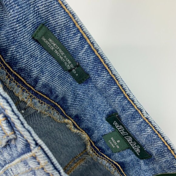 Wild Fable Shorts Blue Highest Rise A Line Pleated Bermuda Denim - Picture 7 of 12